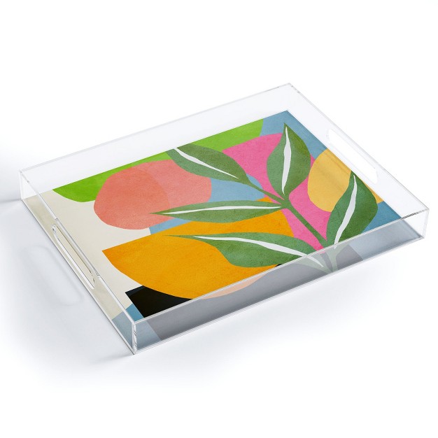 Nadja Minimal Modern Abstract Leaves Acrylic Tray Deny Designs