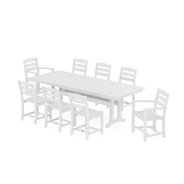 Polywood La Casa Café 9-Piece Farmhouse Dining Set with Trestle Legs PWS1435-1