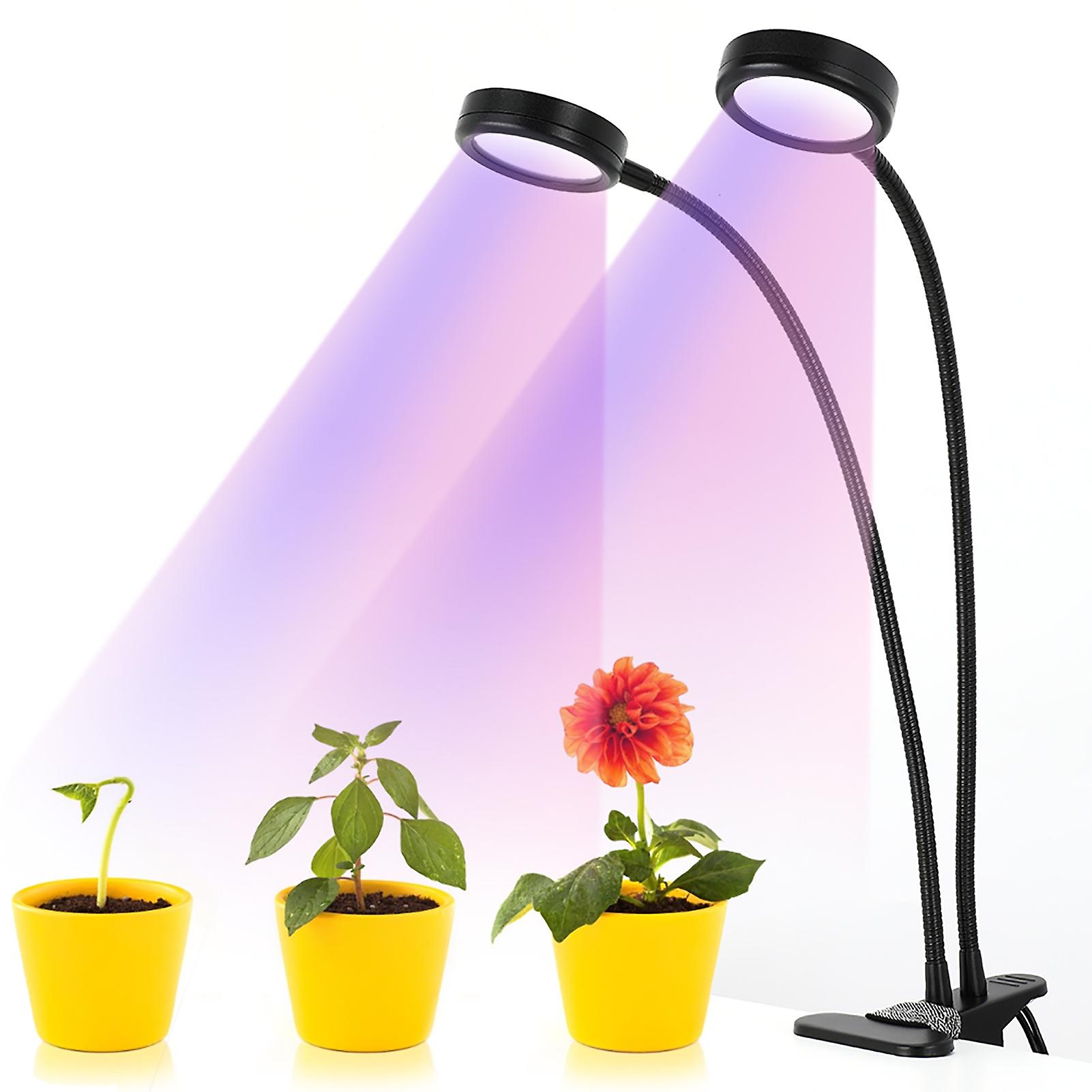 18w Double Head Led Plant Grow Clip On Light Lamp Usb Charging 5 Lighting Mode Timing Fx 009g 2