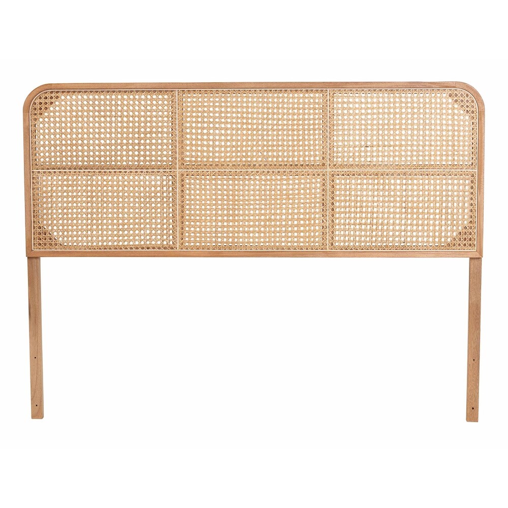 bali   pari Lainer Modern Bohemian Bayur Wood and Natural Rattan Headboard