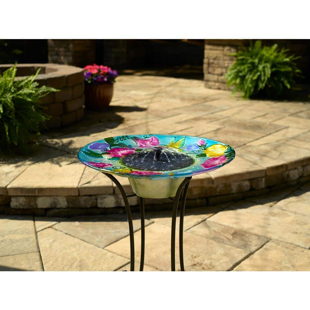 Smart Solar Hummingbird Glass Solar Birdbath 20224R01