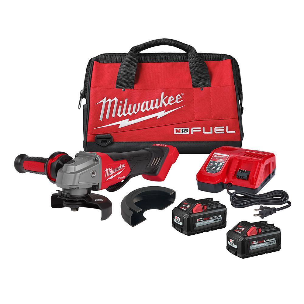 MW M18 FUEL 18V Lithium-Ion Brushless Cordless 4-12 in.5 in. Grinder Paddle Switch Kit with Two 6.0 Ah Batteries 2880-22