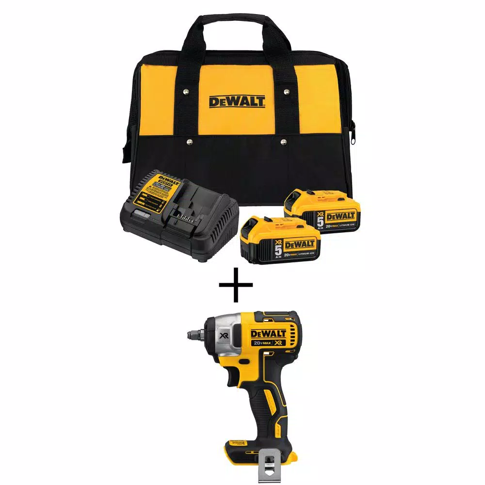 DEWALT 20-Volt MAX XR Cordless Brushless 3/8 in. Compact Impact Wrench with (2) 20-Volt 5.0Ah Batteries and Charger and#8211; XDC Depot