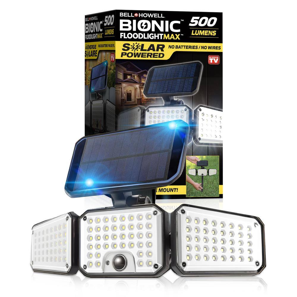 BELL+HOWELL Bionic Floodlight Maximum 6-Watt 120-Degree Black Motion Activated Outdoor Integrated LED Flood Light Adjustable Panels 8523