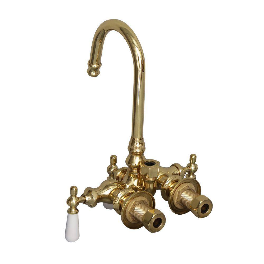 Pegasus 3-Handle Claw Foot Tub Faucet without Hand Shower for Acrylic Tub in Polished Brass 4000-PL-PB