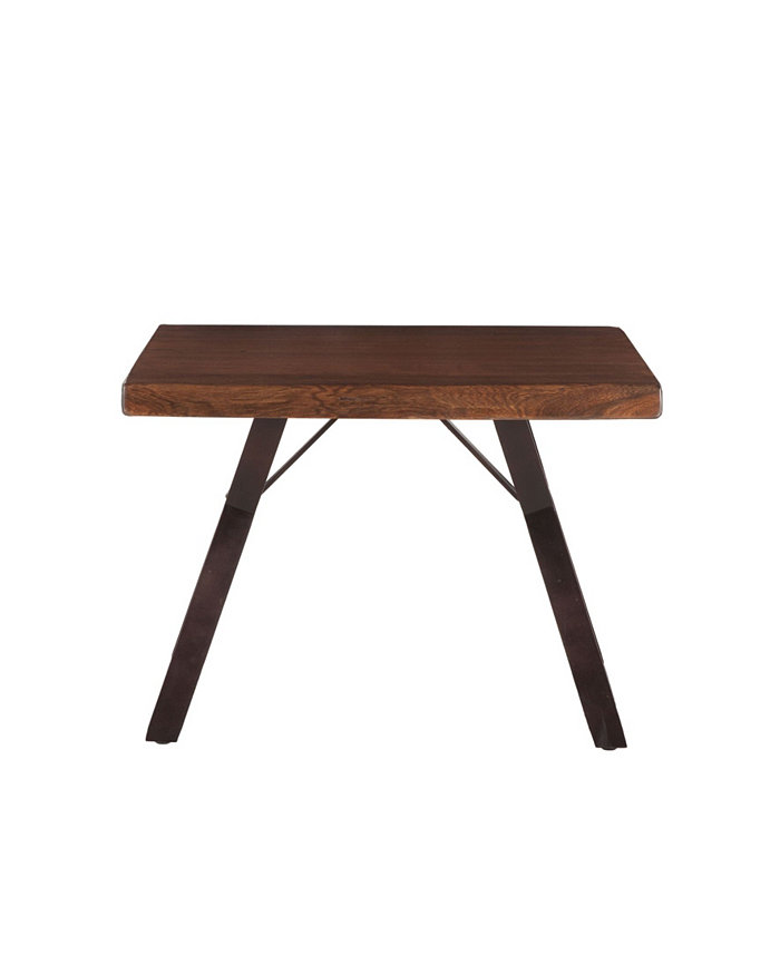 World Interiors Nottingham Acacia Wood Side Table in Walnut Finish - 30 x 25 x 23