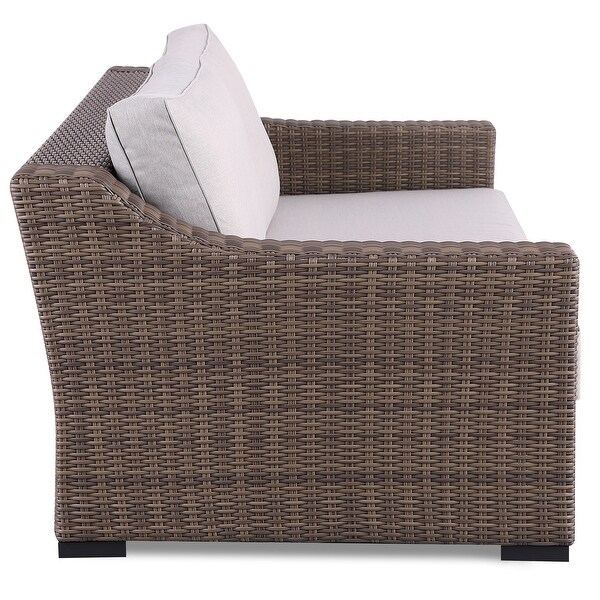 Manhattan Rustic Wicker Rattan Lounge Arm Chair，Beige