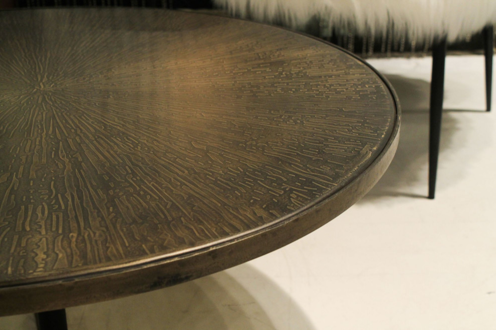 Stellar Round Coffee Table  Brass   Industrial   Coffee Tables   by LH Imports  Houzz