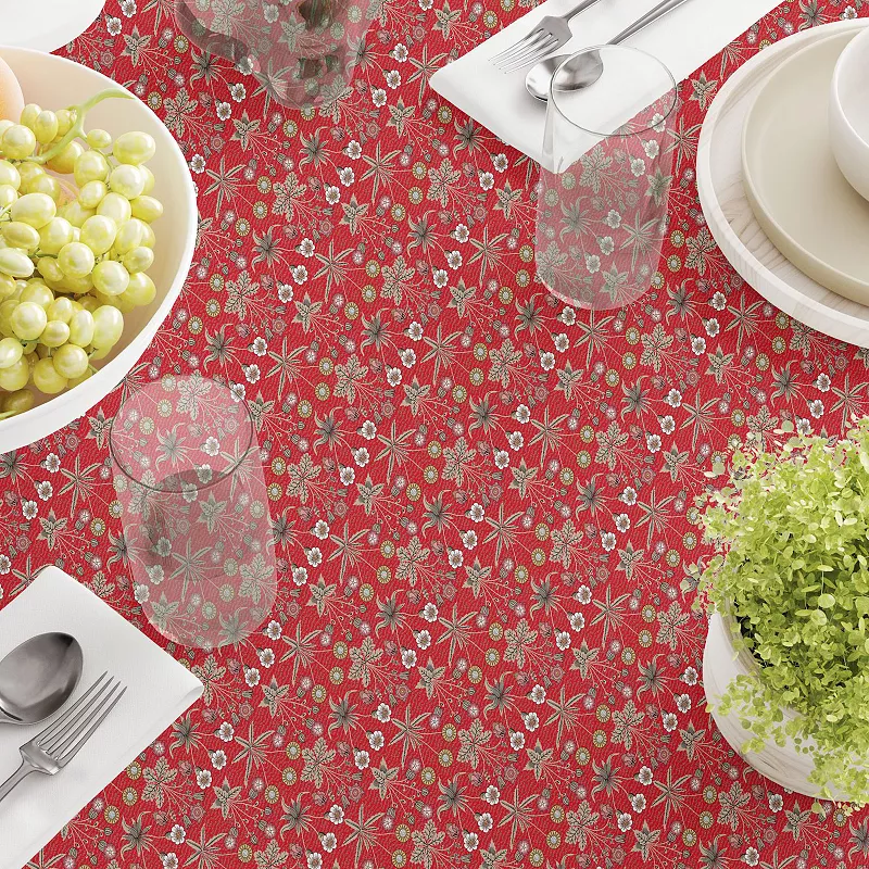 Rectangular Tablecloth， 100% Cotton， 60x84， Floral 56