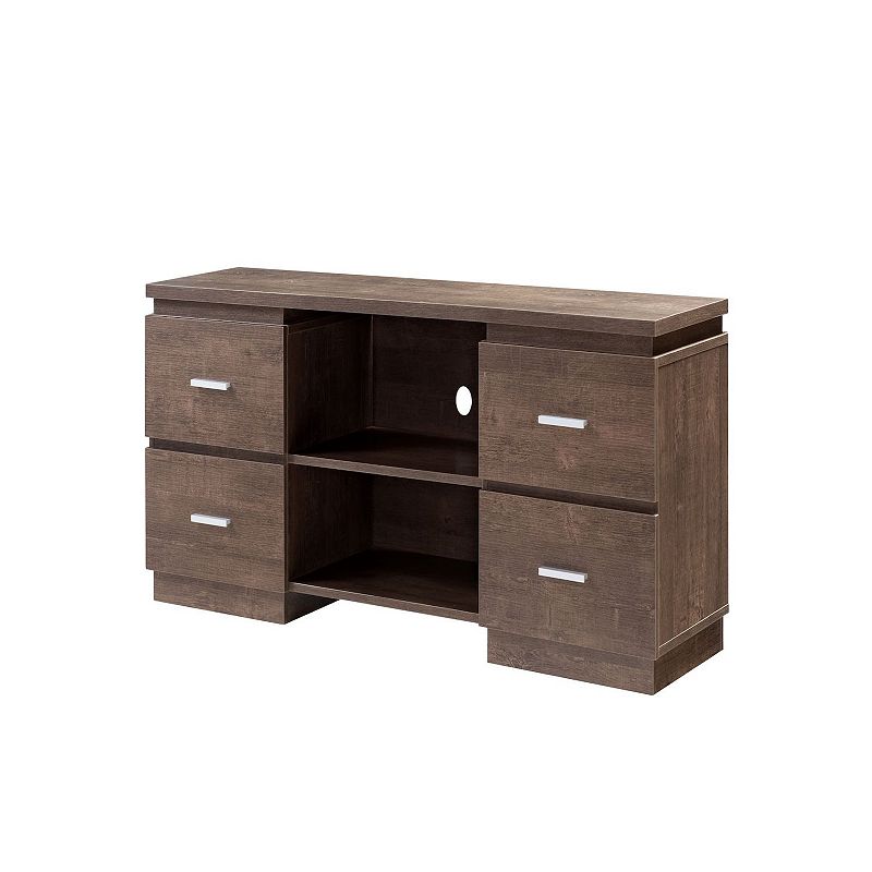 FC Design Walnut Oak TV Stand with 4 Drawers and 2 Shelves Entertainment Center