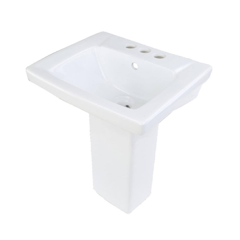 RENOVATORS SUPPLY MANUFACTURING WeeWash 21-12 in. H Child Pedestal Bathroom Sink in White with Overflow 10686