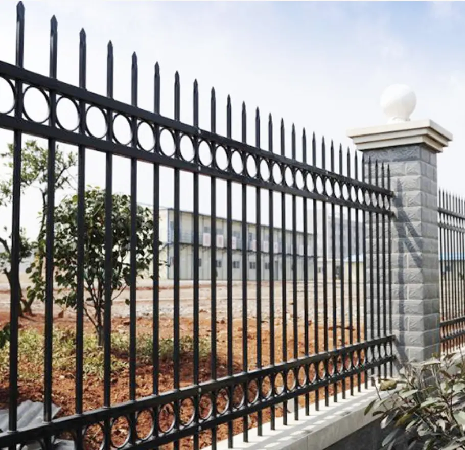 Supply Modern design Cheap Wrought Iron Fence Panel Black Galvanized Steel Fence Garden Aluminum fence