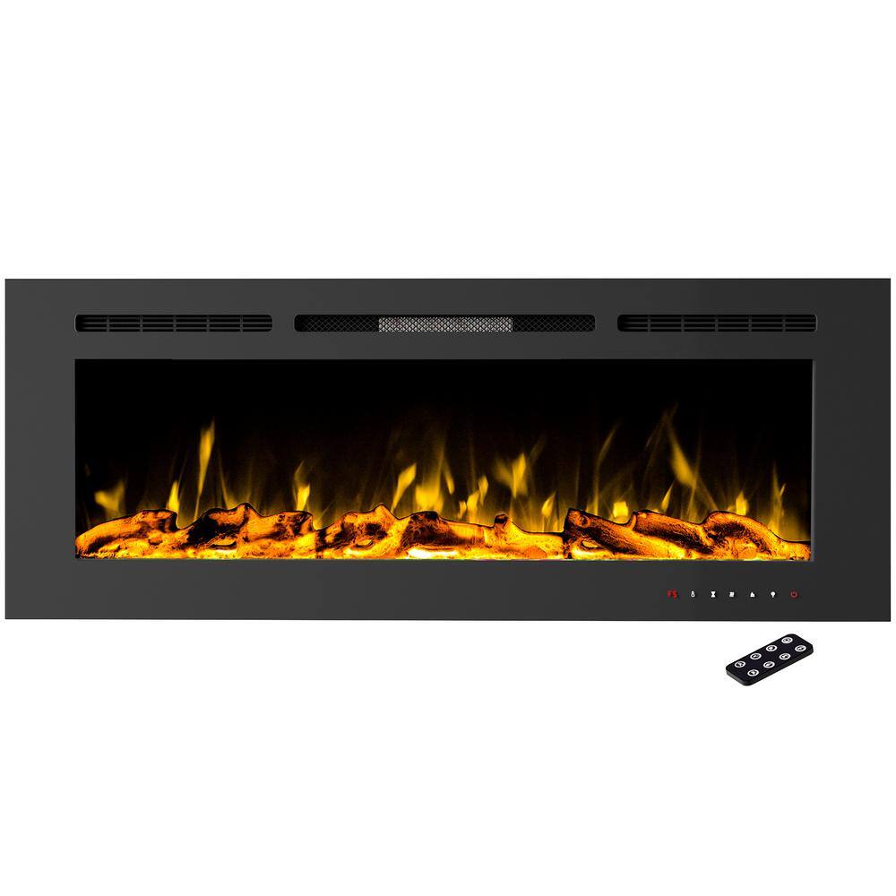 5440 BTU 60 in. Electric Fireplace Wall-Mount or Recessed 10 Ember Colors 3 Media-Touch Screen and Remote in Black 988515DGO