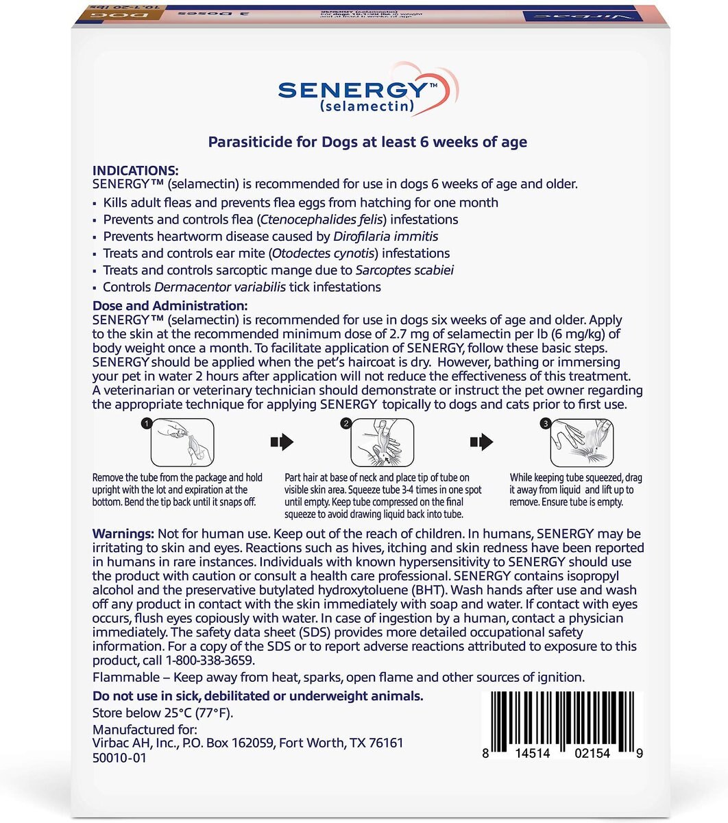 Senergy Topical Solution for Dogs， 10.1-20 lbs， (Brown Box)