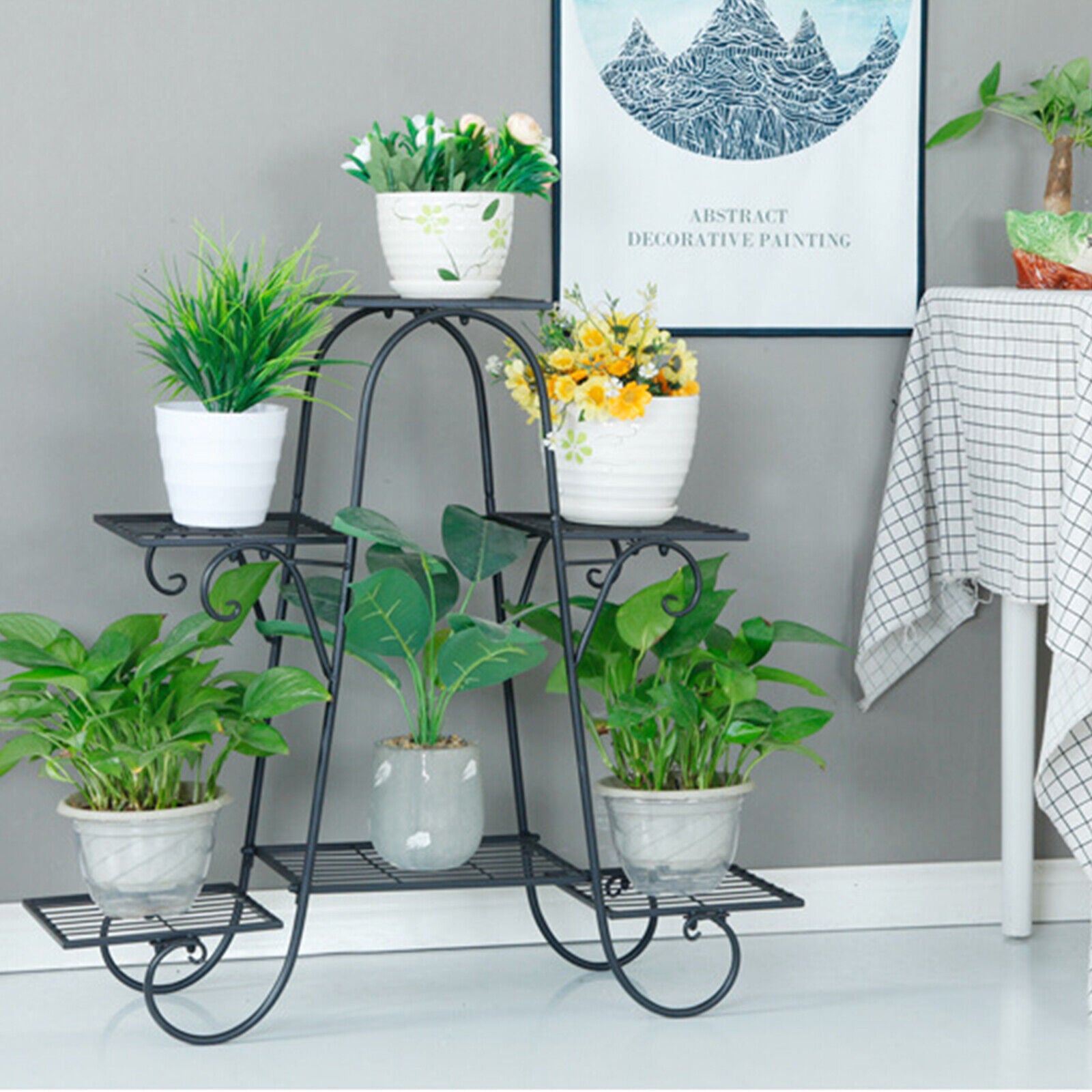 Plant Stands for Indoors,6-Tier Metal Flower Pot Plant Stand Balcony Floor-standing Multilayer Shelf Rack