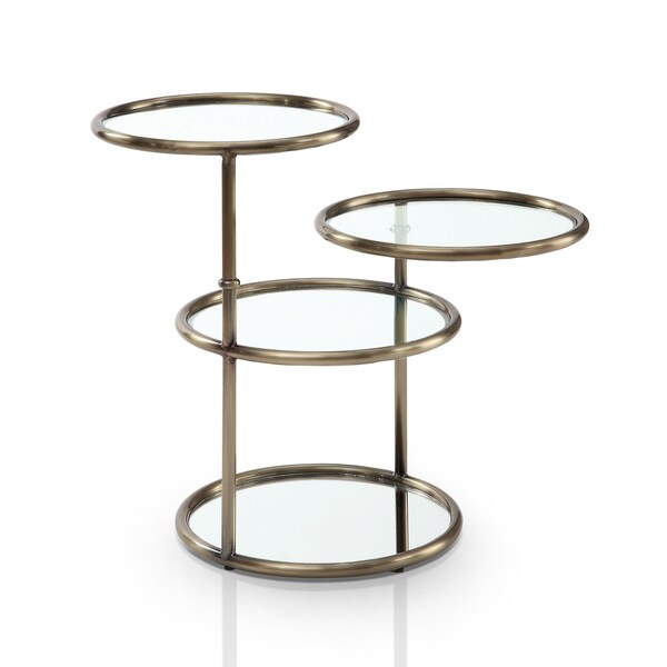 Furniture of America Hora Modern Gold 16-inch Glass Swivel Side Table