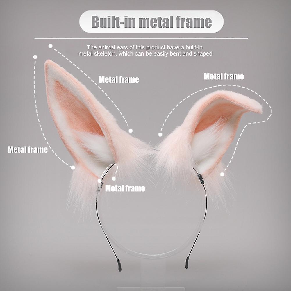 Plush Rabbit Ears Headband Simulation Animal Ears Headdress Suitable For Halloween Christmas Party Role Playing Pink