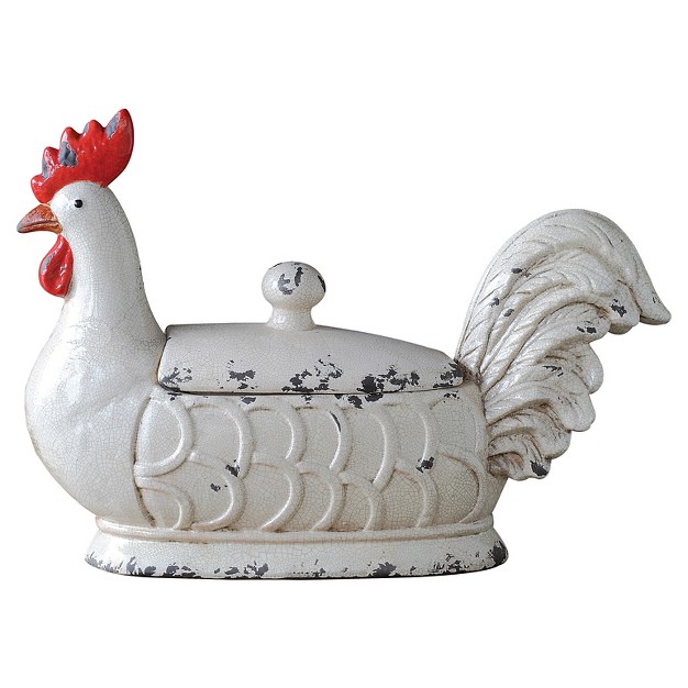 Stoneware Rooster Container Storied Home