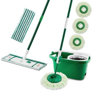 Libman Microfiber Tornado Wet Spin Mop and Bucket with 3 Refills  Microfiber Flat Mop with 2-Piece Handle with 1 Refill 1608