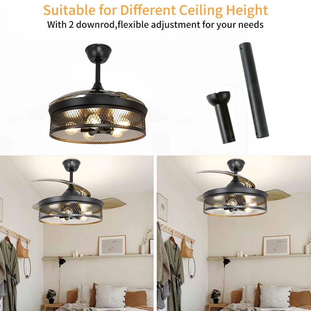 DingLiLighting Ceiling Fan with Light - Flush Mount Ceiling Fans with Lights , Low Profile Ceiling Fans with Remote Control,42