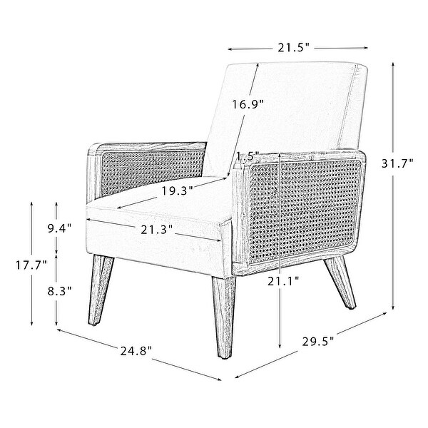 Carmina Upholstered Accent Chair with Natural Rattan Arms by HULALA HOME