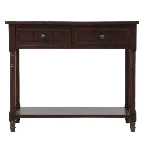 Merax 2-Drawer Console Table with Bottom Shelf