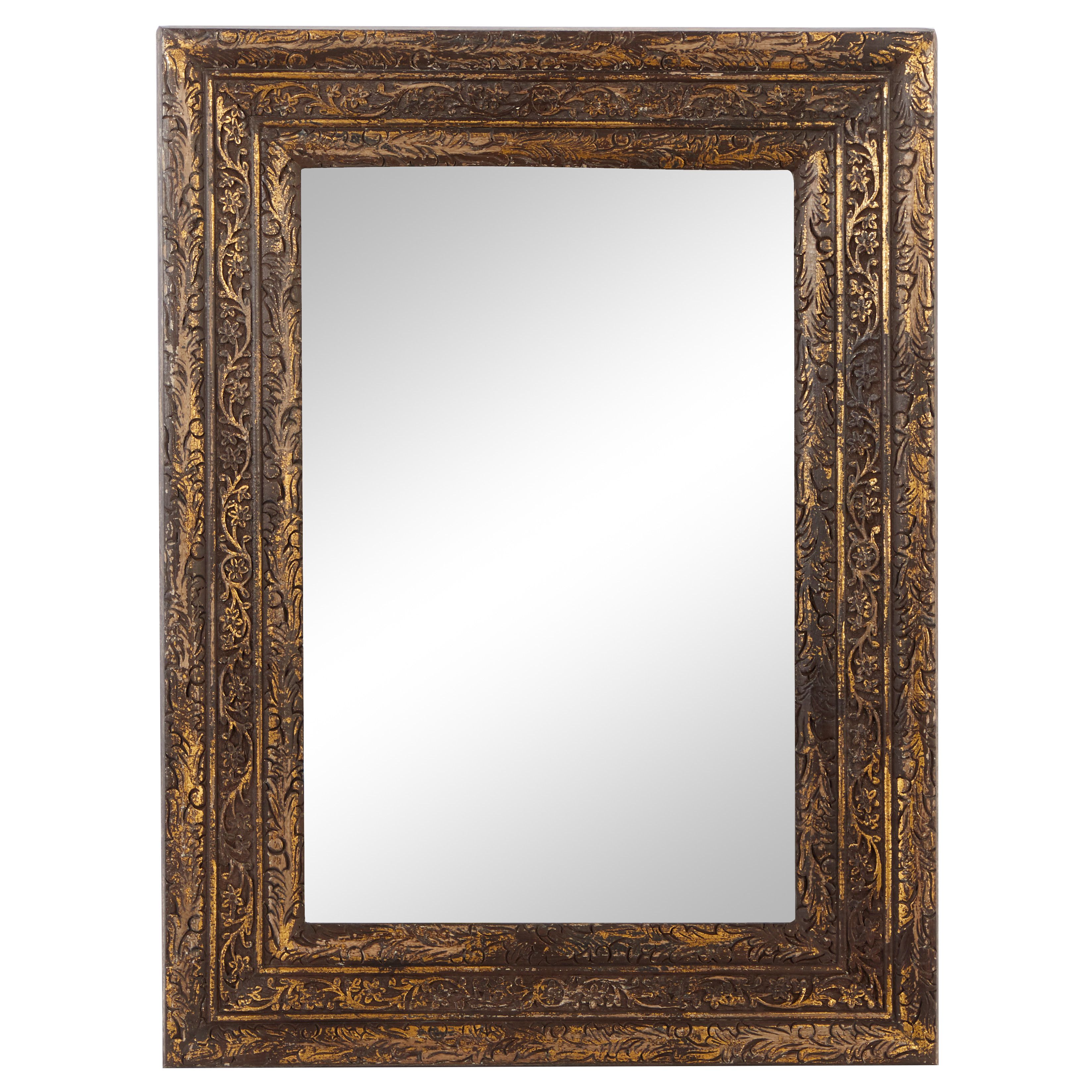 Gold Rustic Wood Wall Mirror 47 x 36