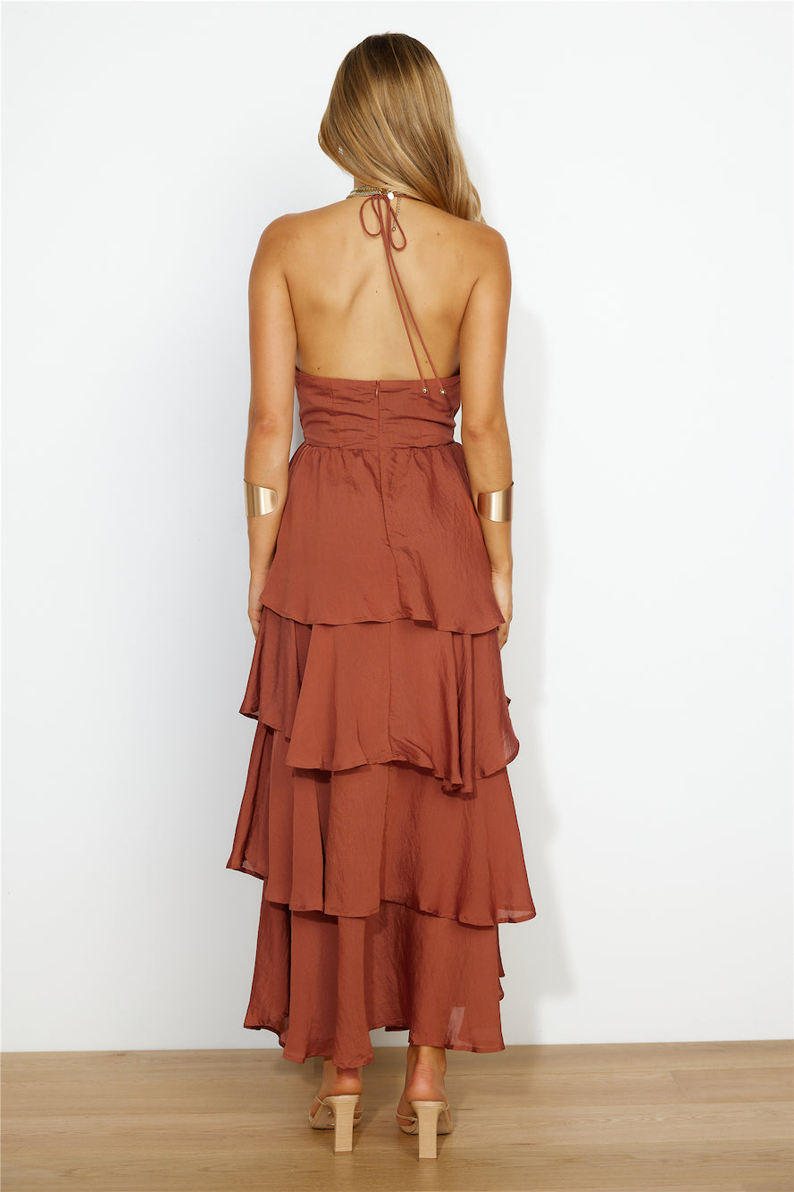 Luxe Vacation Maxi Dress Brown