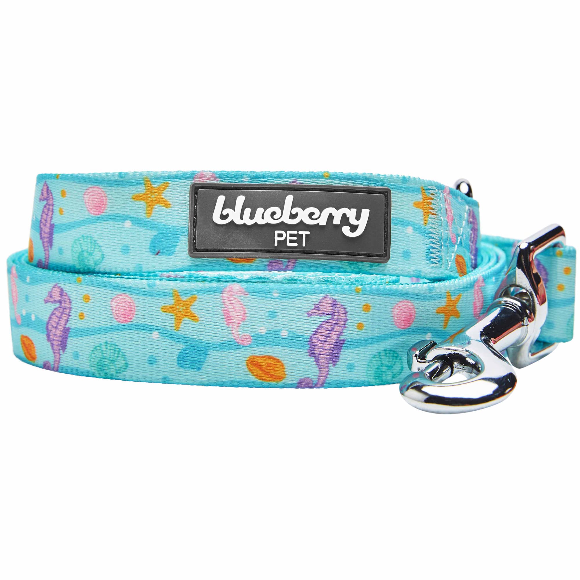 Blueberry Pet Seahorse and Friends Print Dog Leash， 5 ft.， Small