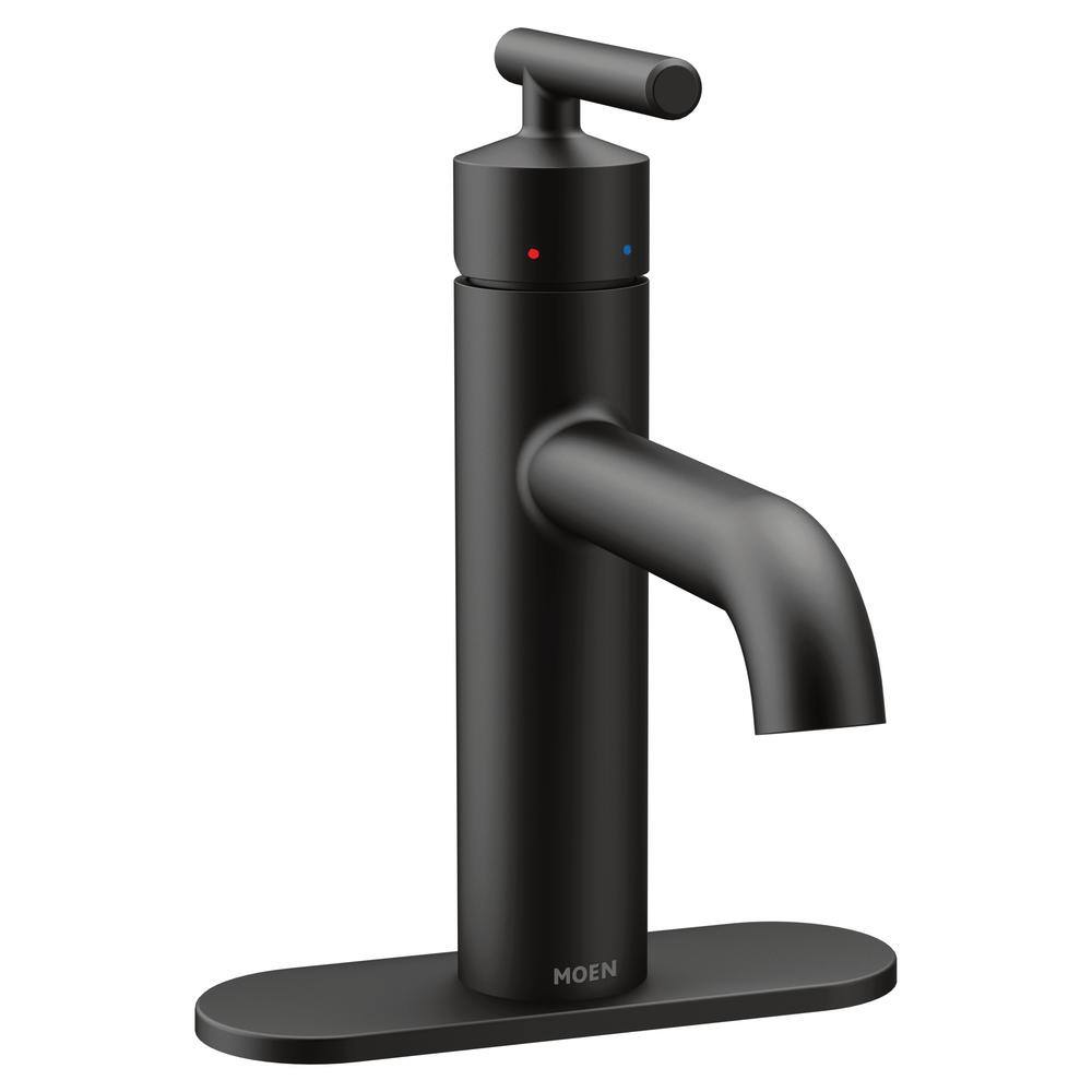 MOEN Gibson Single Hole Single-Handle Bathroom Faucet with Drain Assembly in Matte Black 6145BL