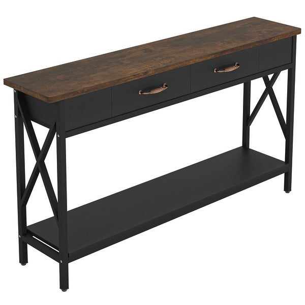 Sofa Table， Narrow Industrial Console Table，Entryway Table with Drawer