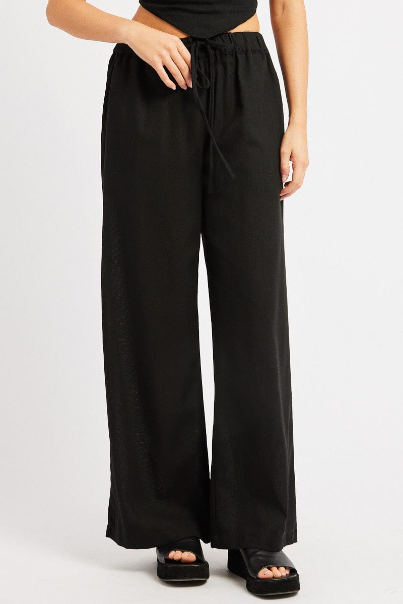 Black Wide Leg Pants Elasticated Waist