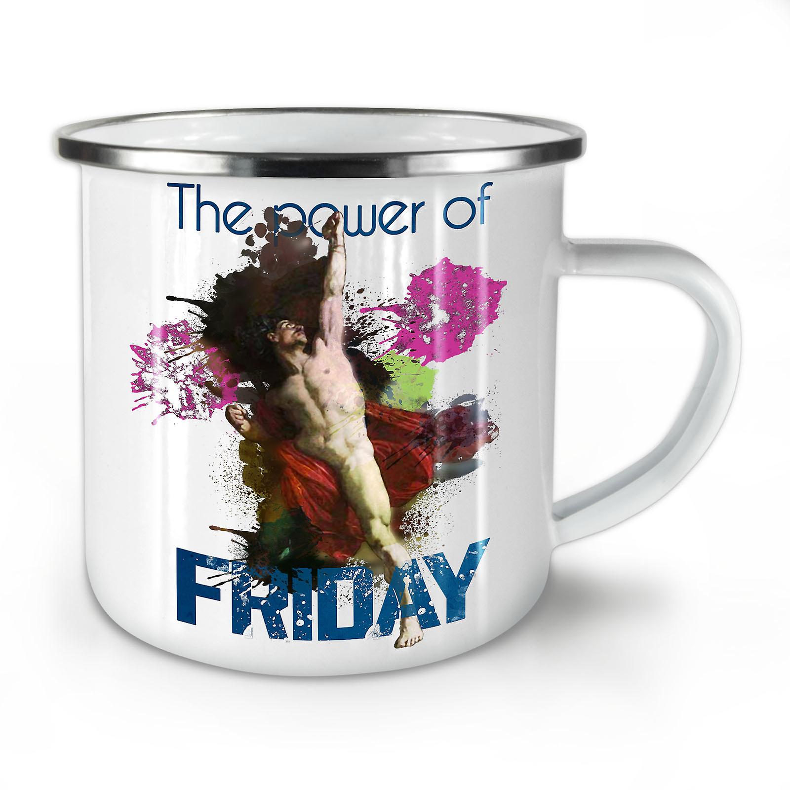 Friday Classic Art Funy NEW WhiteTea Coffee Enamel Mug10 oz | Wellcoda