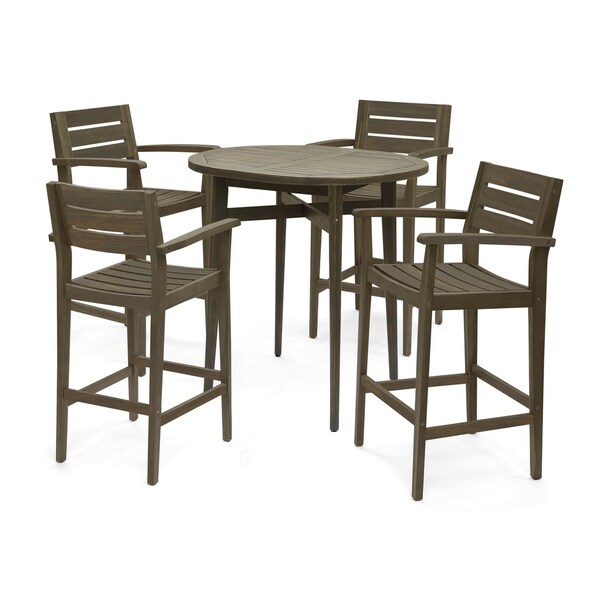 Stamford Outdoor Rustic 5 Piece Acacia Wood Bar Set by Christopher Knight Home