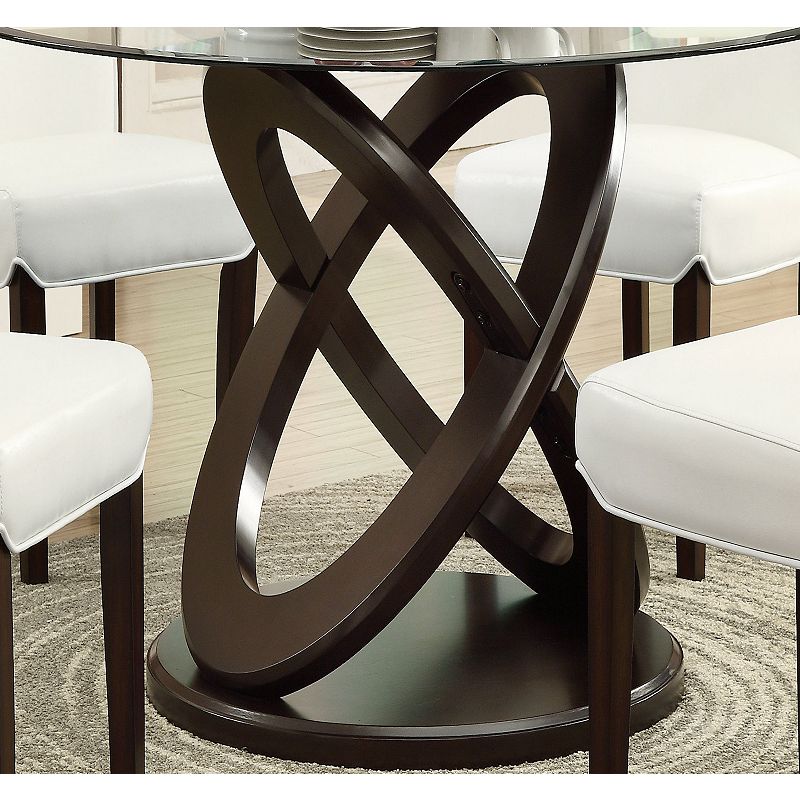 48 Brown and Clear Contemporary Round Dining Table