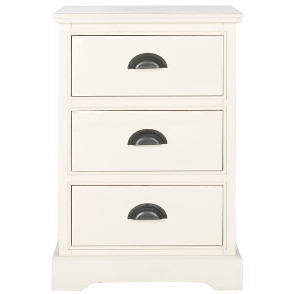 SAFAVIEH Griffin White Storage 3-Drawer Side Table - 17.7