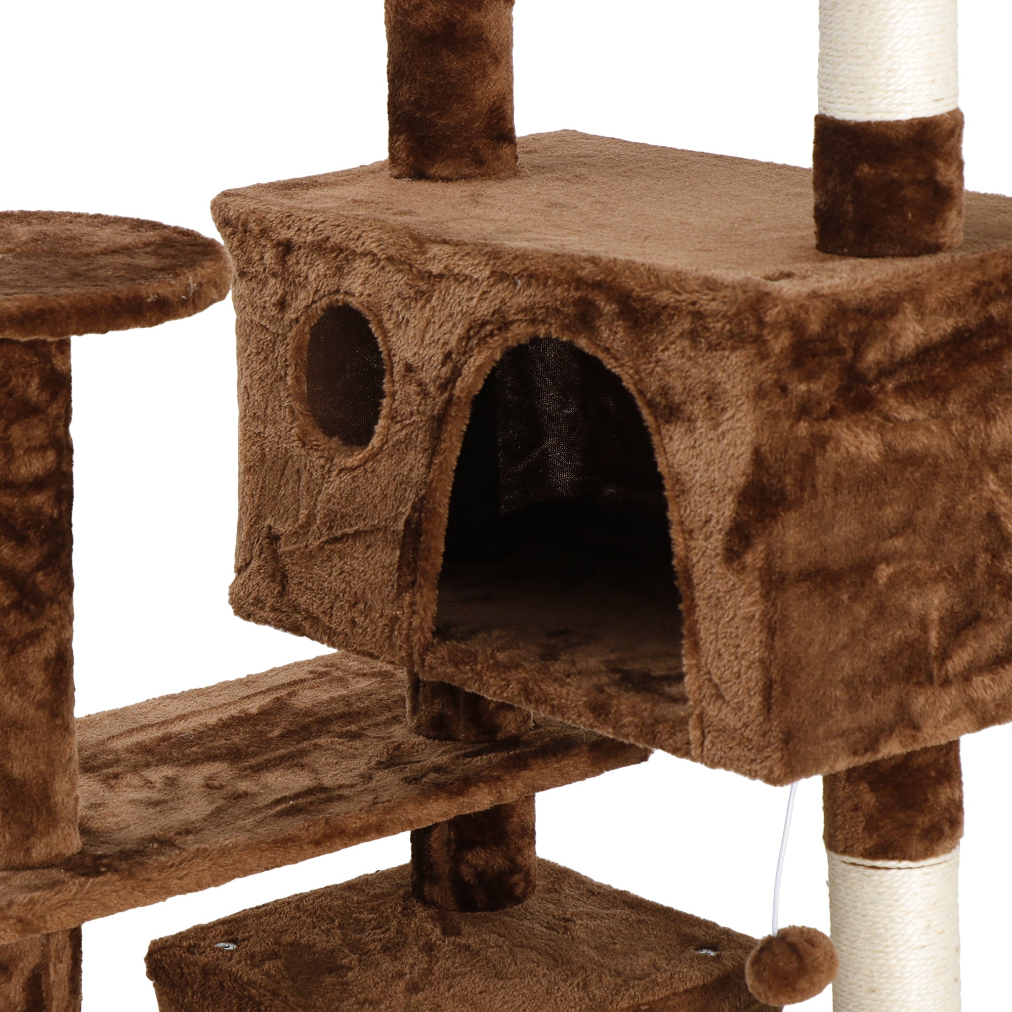 ZENY 53" Cat Tree Tower Stand House Furniture Scratching Posts Kitty Playhouse, Brown