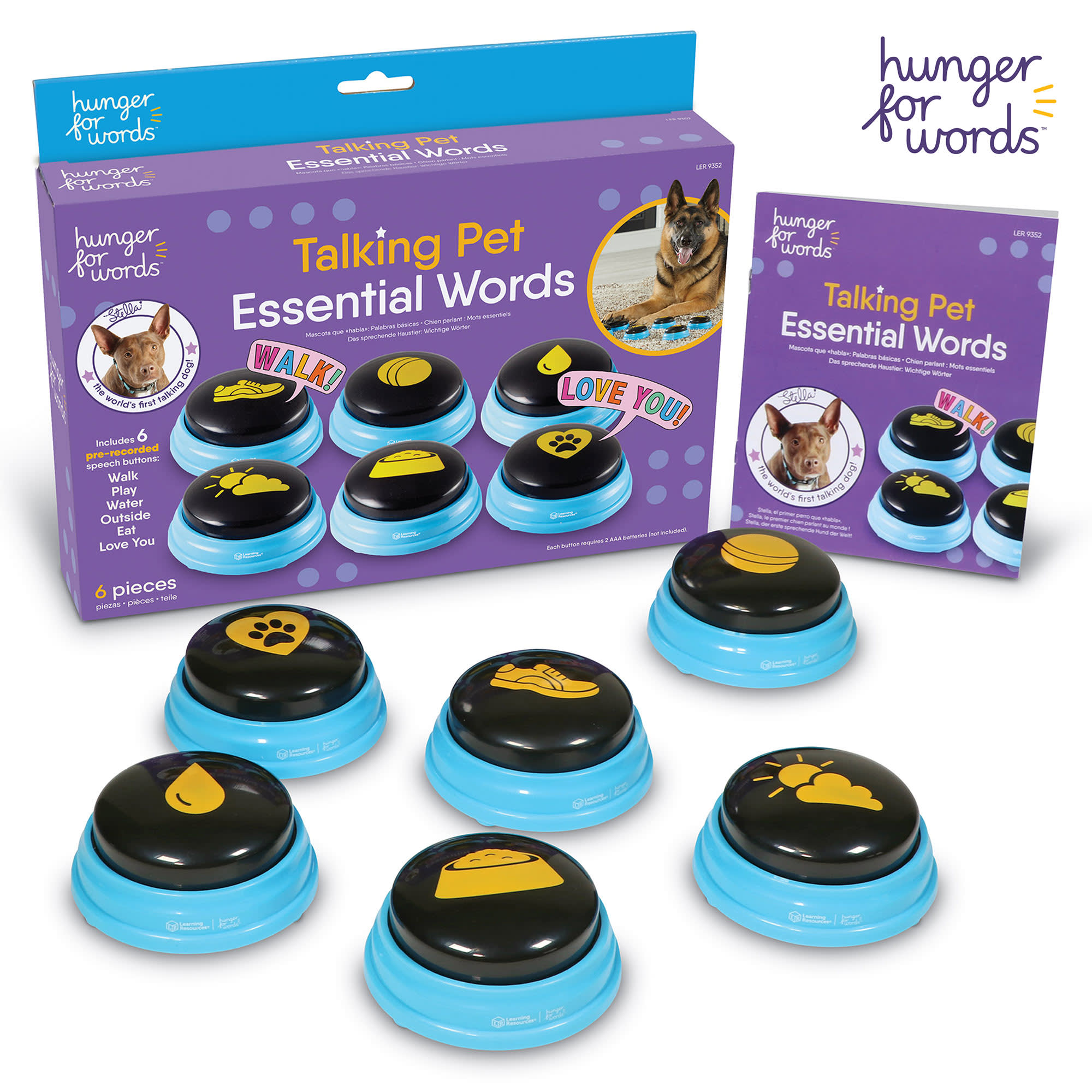 Hunger For Words Talking Pet Essential Words for Dogs， Pack of 4