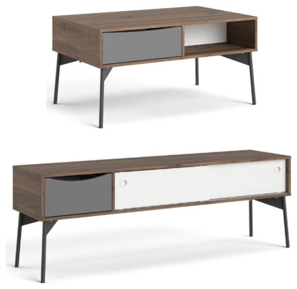 Home Square 2 Piece Set with Coffee Table and 1 Drawer TV Stand   Media Cabinets   by Homesquare  Houzz