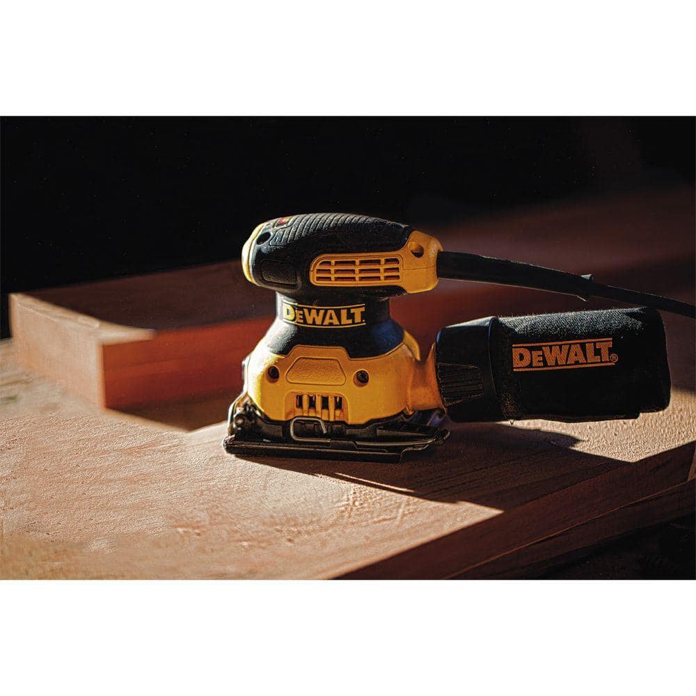 DEWALT 2.3 Amp Corded 1/4 Sheet Palm Grip Sander Kit with Contractor Bag DWE6411K