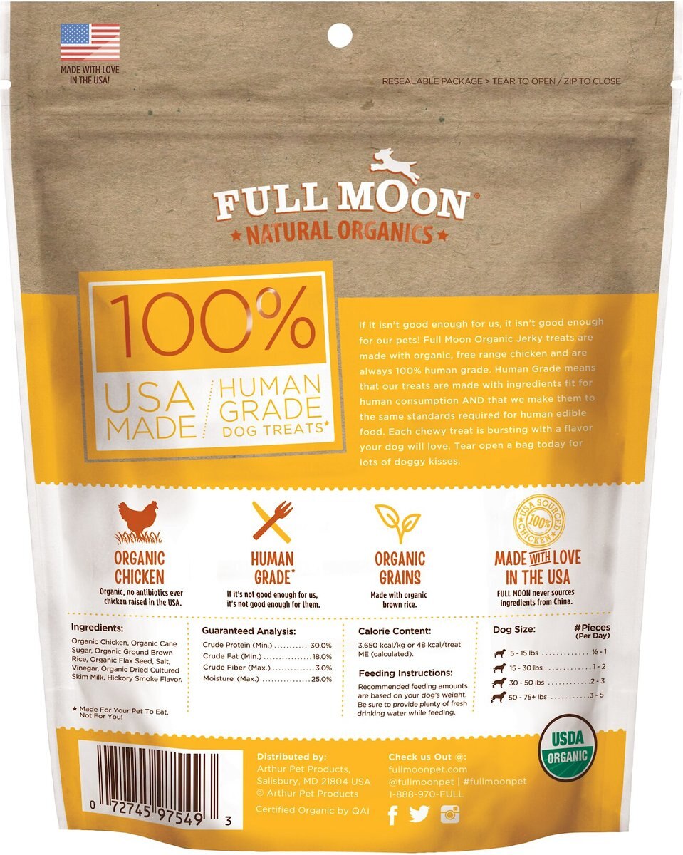 Full Moon Organic Chicken Jerky Human-Grade Dog Treats