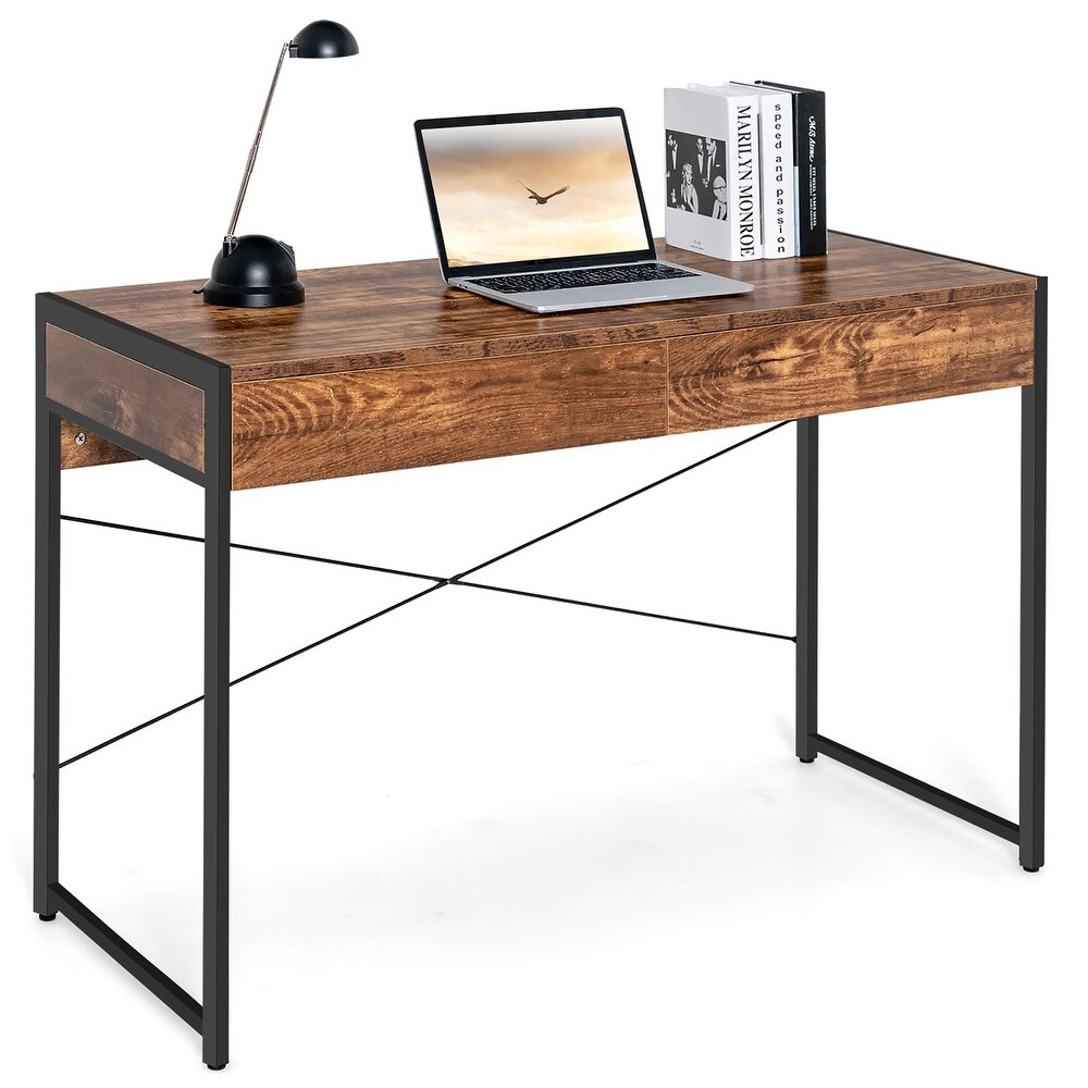 Costway Computer Desk Metal Frame Study Table Home Office Workstation