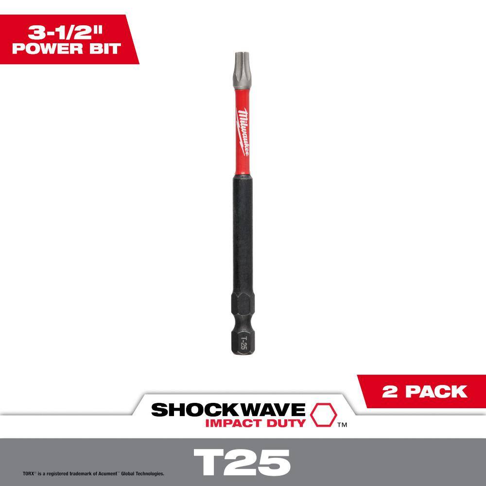 MW SHOCKWAVE Impact Duty 3-12 in. T25 Torx Alloy Steel Screw Driver Bit (2-Pack) 48-32-4679