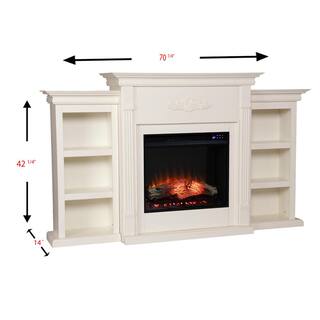 Southern Enterprises Parekah 70.25 in. Touch Panel Electric Fireplace in Ivory HD054131