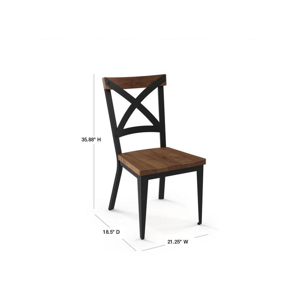 Amisco Jasper Black with Brown Wood Seat Dining Chair 302292587