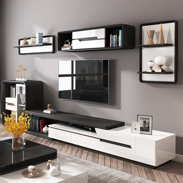 JASIWAY Modern Retractable TV Stand with Storage