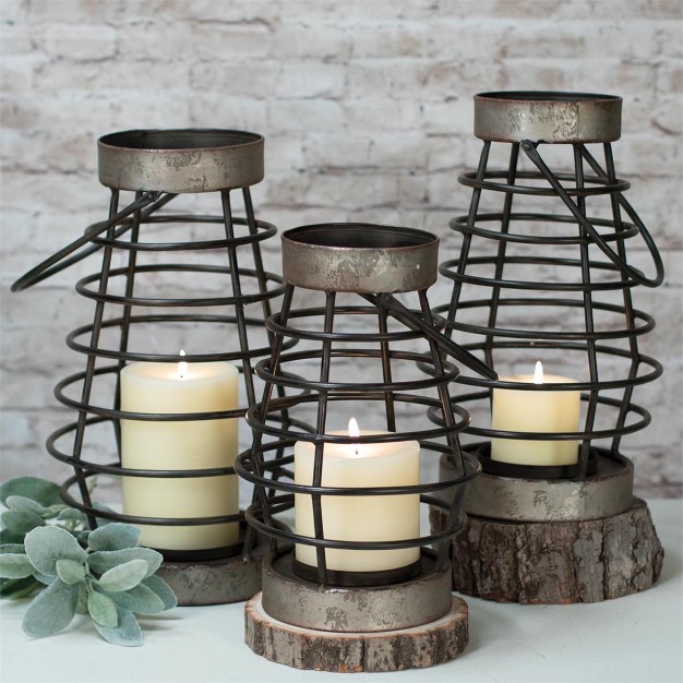 Rustic Cage Wire Metal Pillar Candle Holder Foreside Home amp Garden