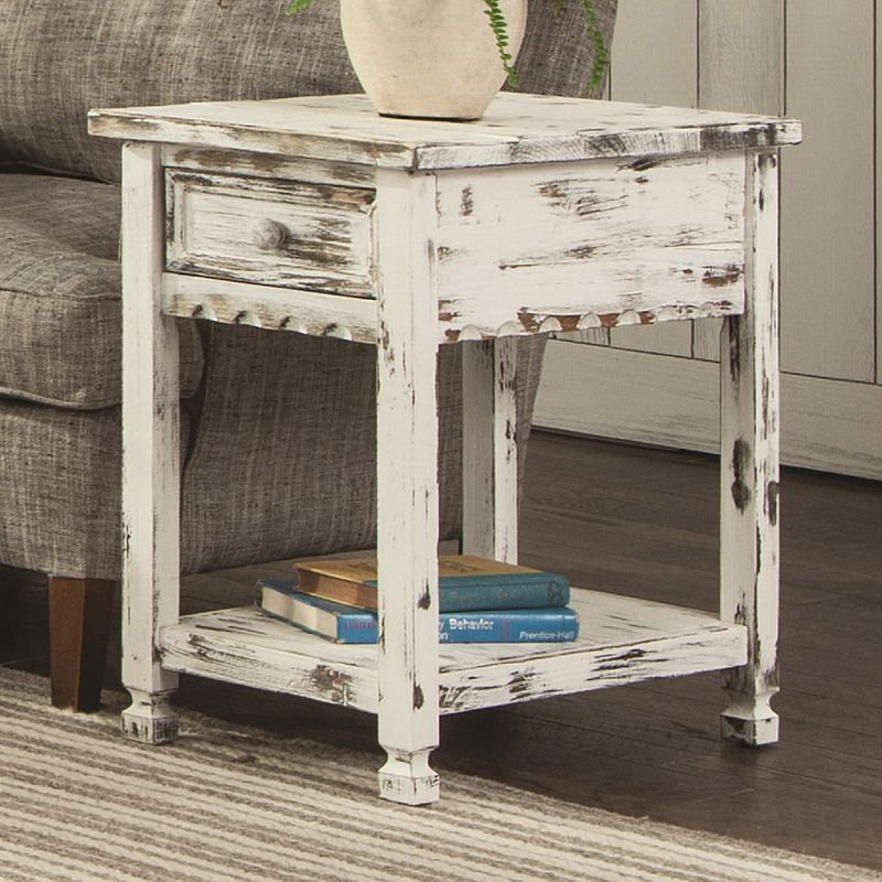 Alaterre Furniture Country Cottage Distressed End Table