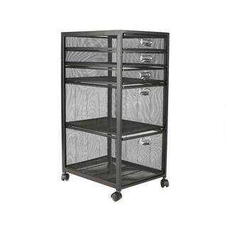 Mind Reader 5-Tiered Drawer Cabinet Office Cart File Storage Utility Cart Office Storage Heavy Duty Multi-Purpose Cart in Black 5TWHEEL-BLK