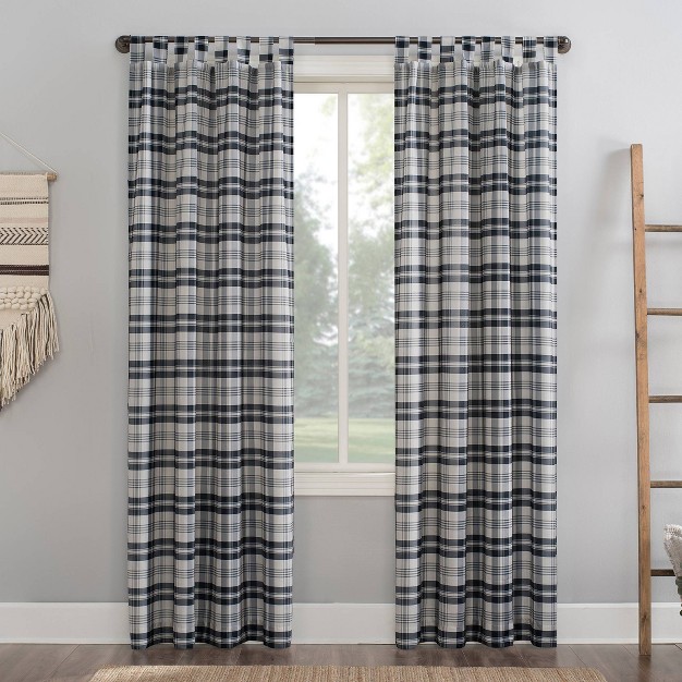 Blair Farmhouse Plaid Semi Sheer Tab Top Curtain Panel No 918